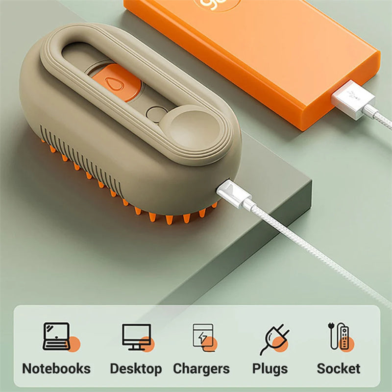 3-in-1 Electric Steam Pet Brush — Self-Cleaning Grooming Comb for Cats & Dogs